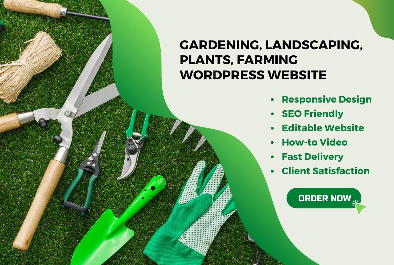 I will build gardening, landscaping, plants, farming wordpress website