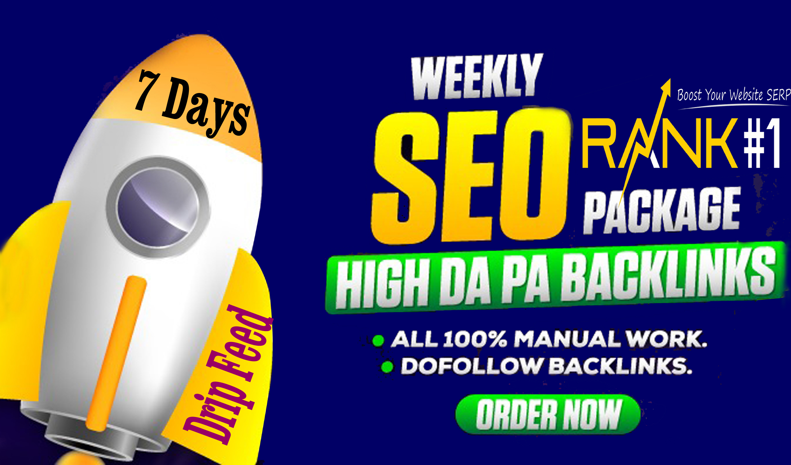 Rank Your Website on Google weekly (7 Days) Drip Feed SEO Backlinks