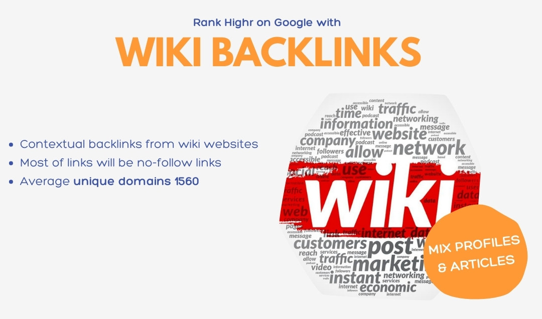 Wiki backlinks (mix profiles & articles)