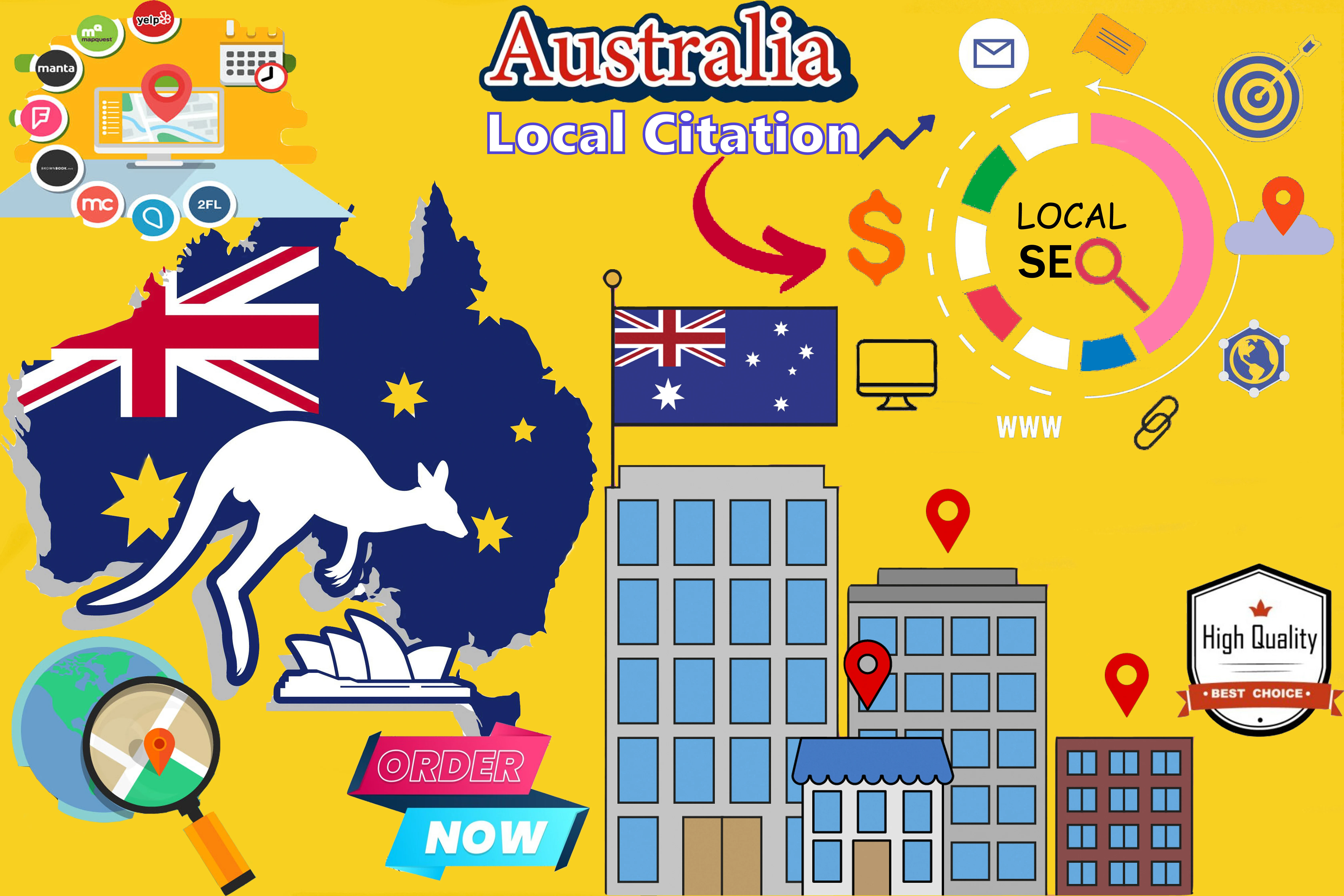 I will create 100 Australia local citations for local business SEO