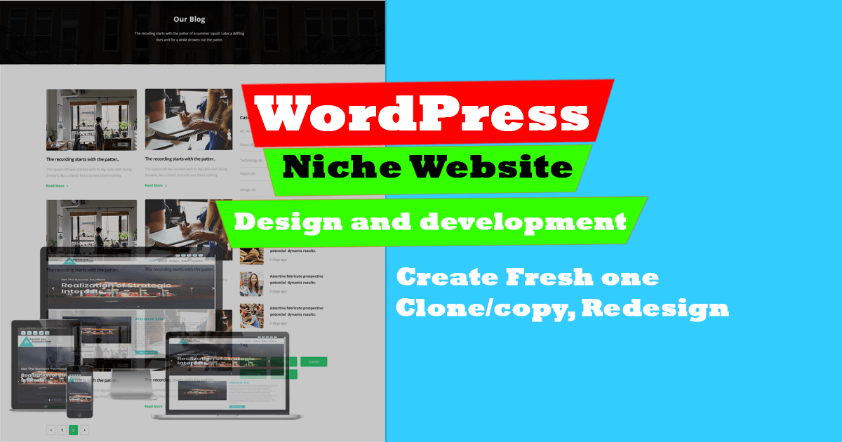 Create WordPress Niche website, clone/copy, redesign WordPress website