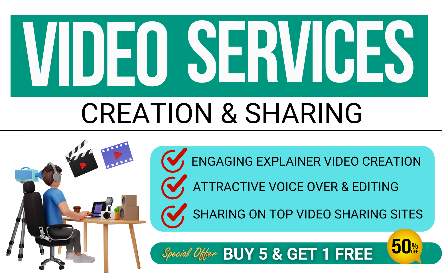 Quality Backlinks with Explainer Video Creation & 10 Video sharing