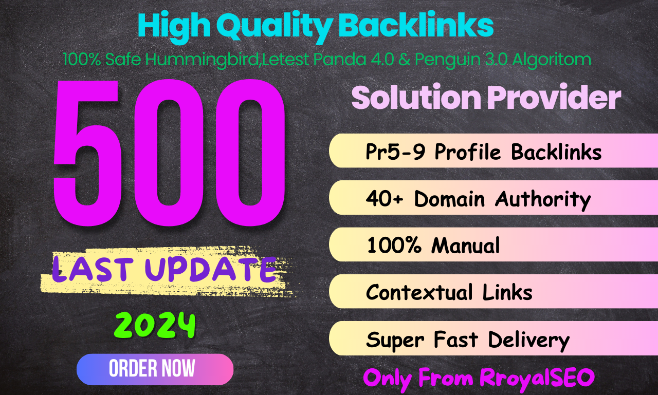 You will get 500+ Unique High-Quality Authority Seo Backlinks to Increase your website Ranking