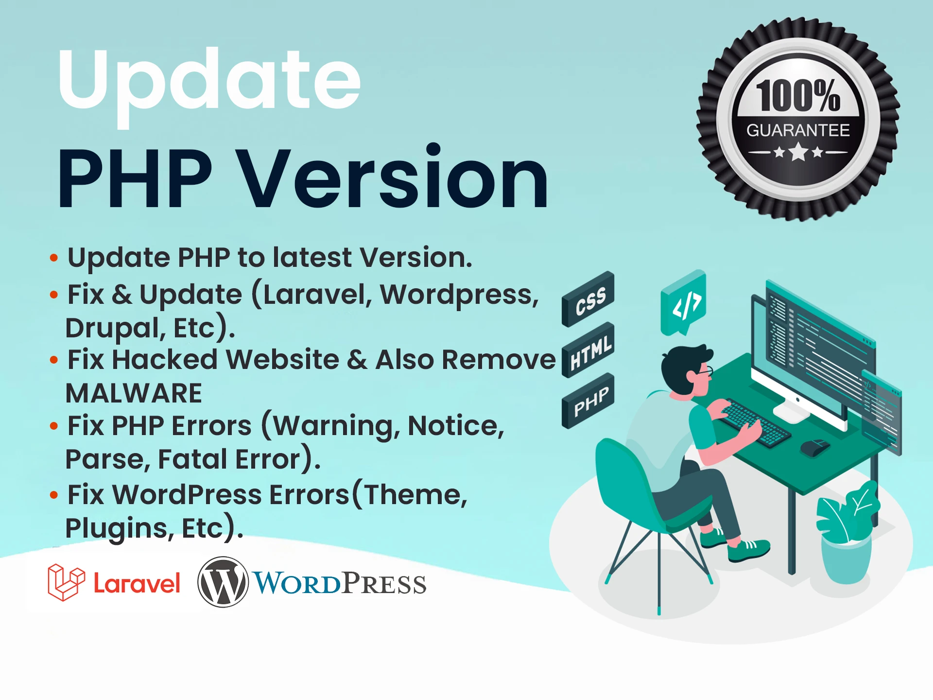 I will upgrade, update PHP website to 8, latest version from 7 and 5