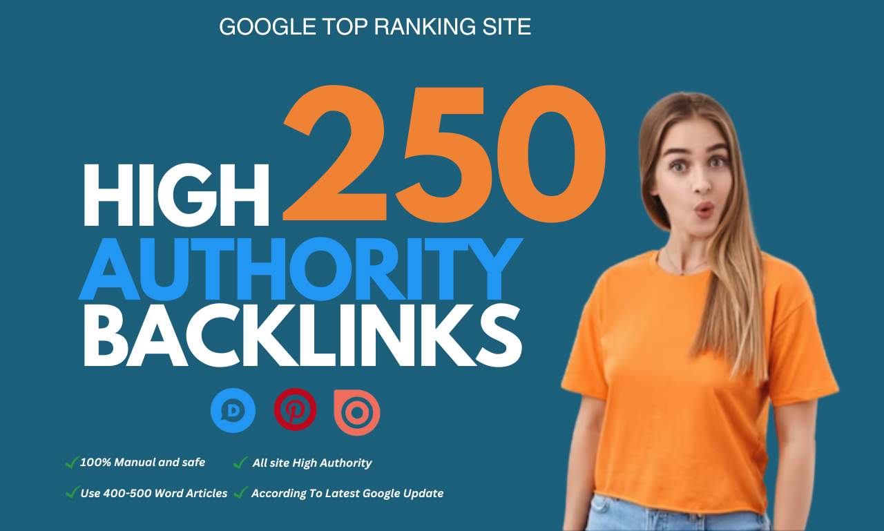 I will do 250 white hat high DA SEO manual link building backlinks service