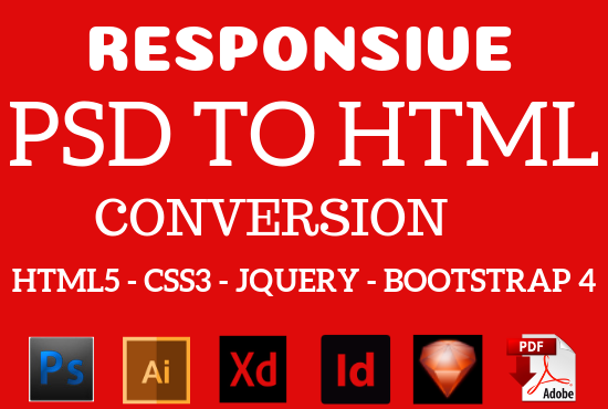 I Will Convert Sketch Xd Psd To Html Responsive Bootstrap 4