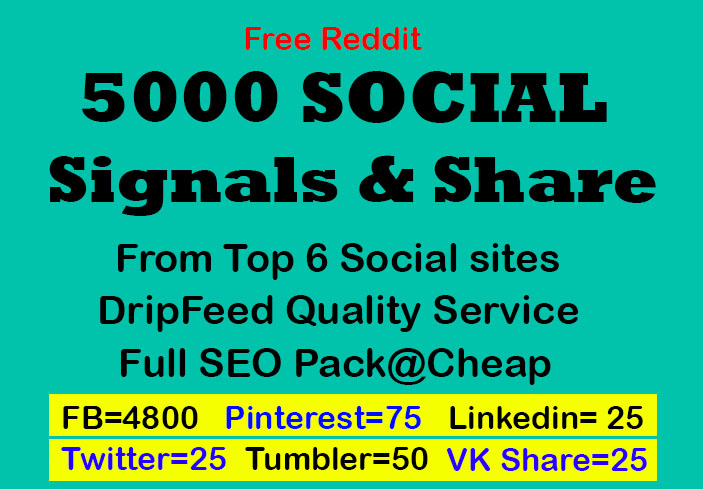 7 Days Drip Feed Service And Social Signals From Top 6 Social Sites For