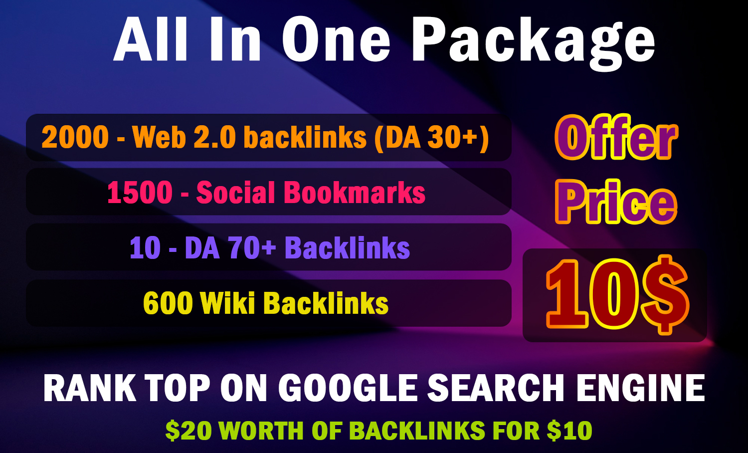 Cheapest All In One Backlinks Package for Fast Google Ranking