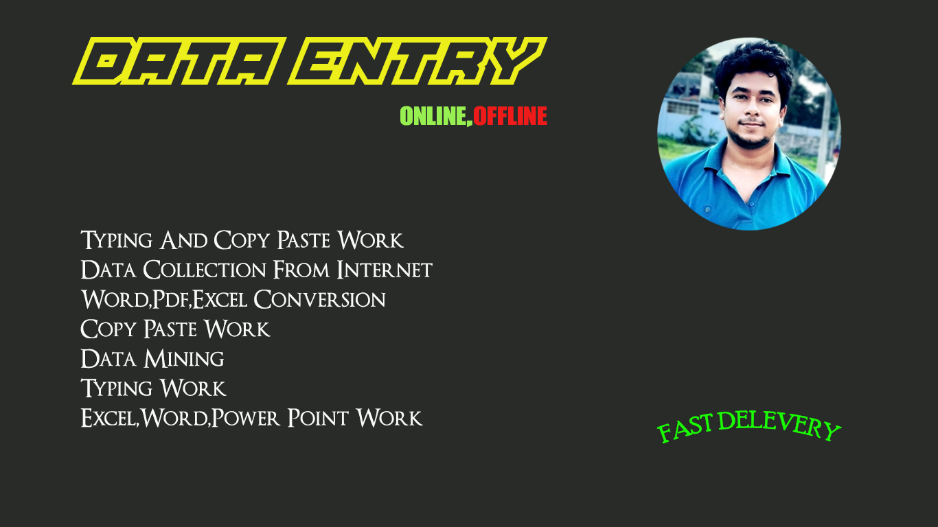 I will Do Data Entry work as a Virtual Assistant