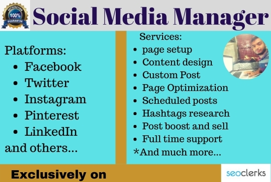 I will be your professional and expert social media manager 