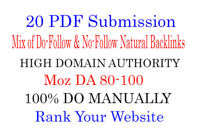 Provide you 20 pdf SEO Backlink "10 DA 90 + 10 DA 80+" On The Top Sharing Sites.