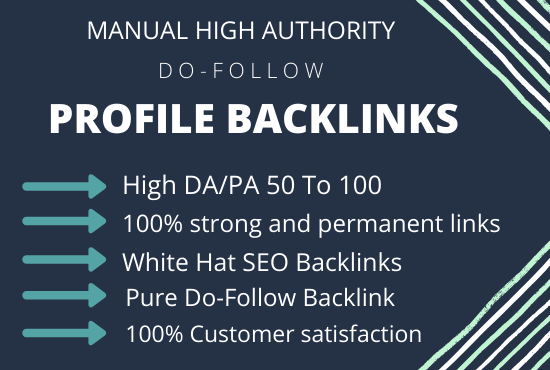 I will create 70 High Authority Profile Backlinks, link building manual SEO service