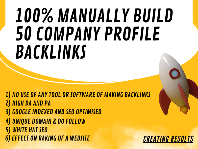 Manually Build 50 Company profile Backlinks With High DA, PA