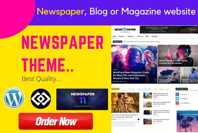 I will build responsive newspaper website or magazine website by wordpress