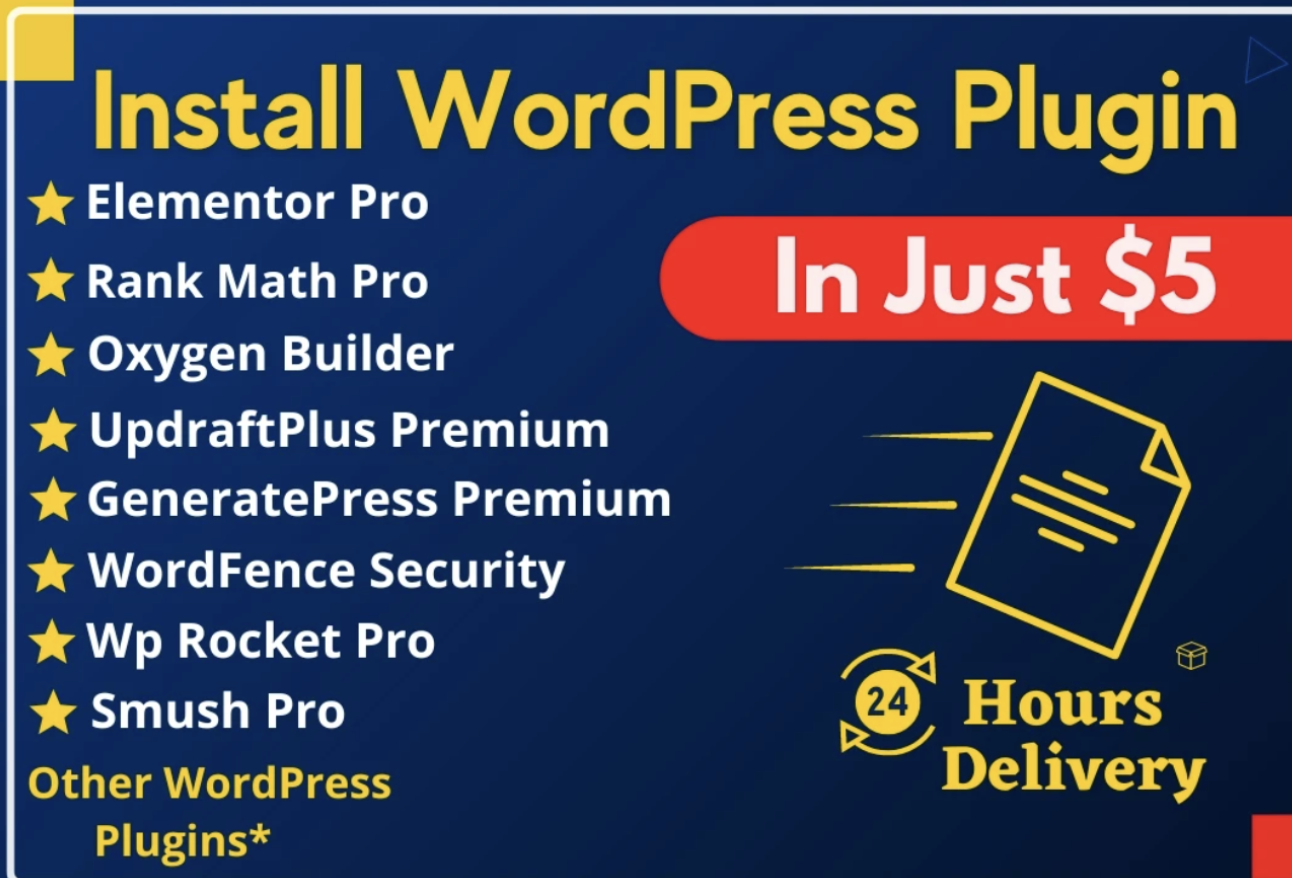 I will install elementor pro, astra pro, element pack pro, premium wordpress plugins