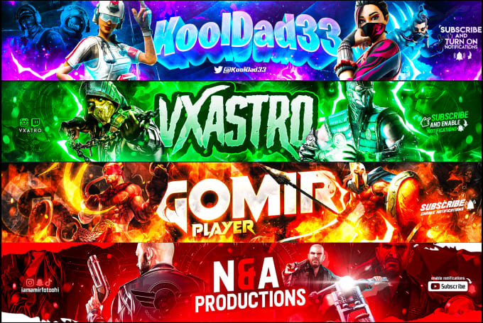 I will design youtube banner, gaming banner, twitch, twitter for $30 ...