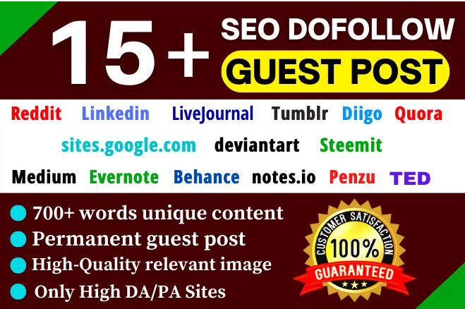  15 Guest Posts On Penzu, Medium, Linkedin, Tumblr, evernote, Quora, livejourna,Reddit DA70 Website 