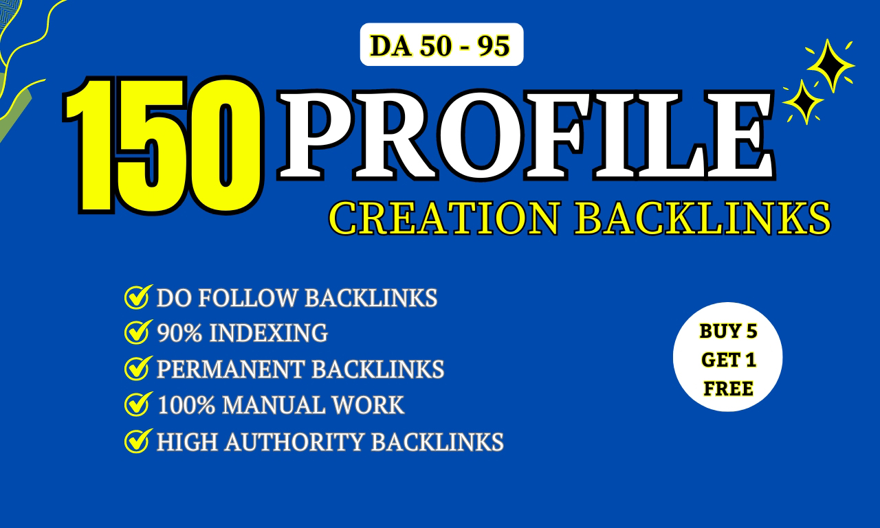 150 Profile backlinks with high authority DA 90 Plus super fast ranking