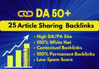 I will do 25 article sharing contextual backlinks off page SEO