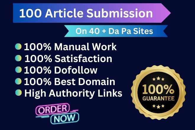  I will build 100 Article Submission backlinks