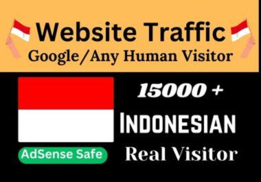 Get 15000+ Indonesian web traffic, Real Keywords targeted Organic Indonesia website visitors