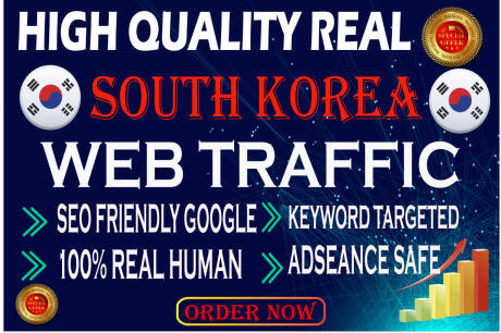 Get 30000 high quality South Korea web traffic to grow your website