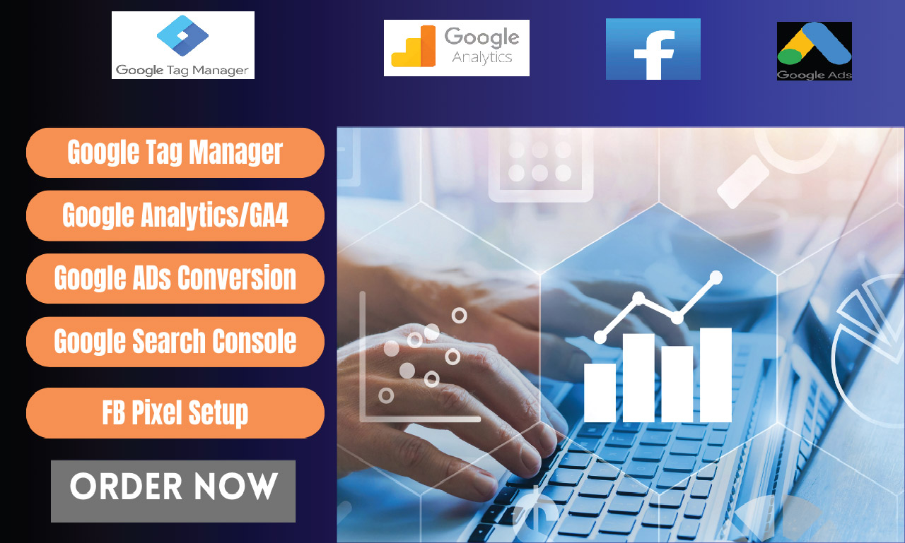 I will setup Google Tag Manager & Google Analytics, Ecommerce Tracking, Analytics Goal, Events