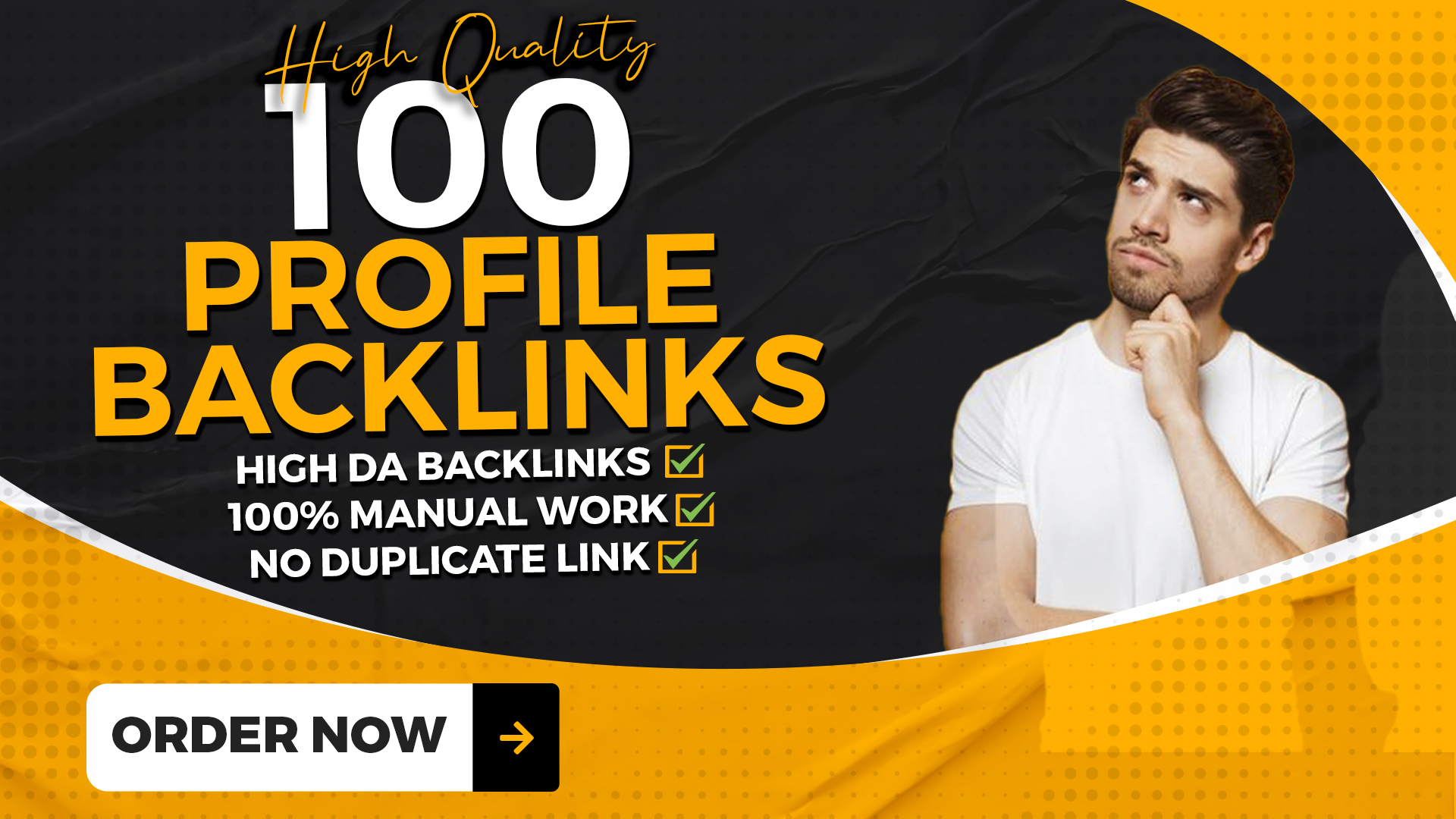 I will create 100 High Quality Profile Backlinks on 50+ DA 