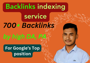 `I will do backlink indexing by highly powerful mix type site`