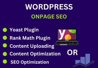  WordPress Onpage SEO with Yoast OR Rank Math Plugins SEO optimization service of wordpress