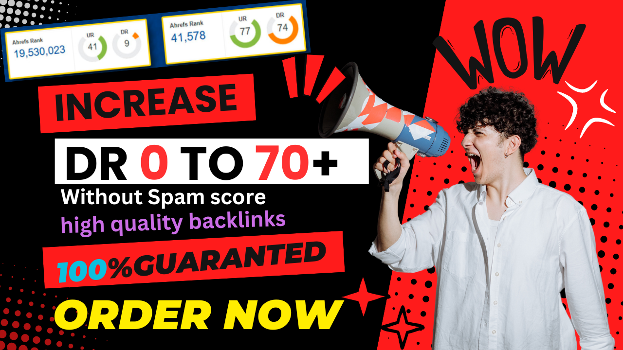 I will increase domain rating increase DR upto 70 plus using SEO backlinks