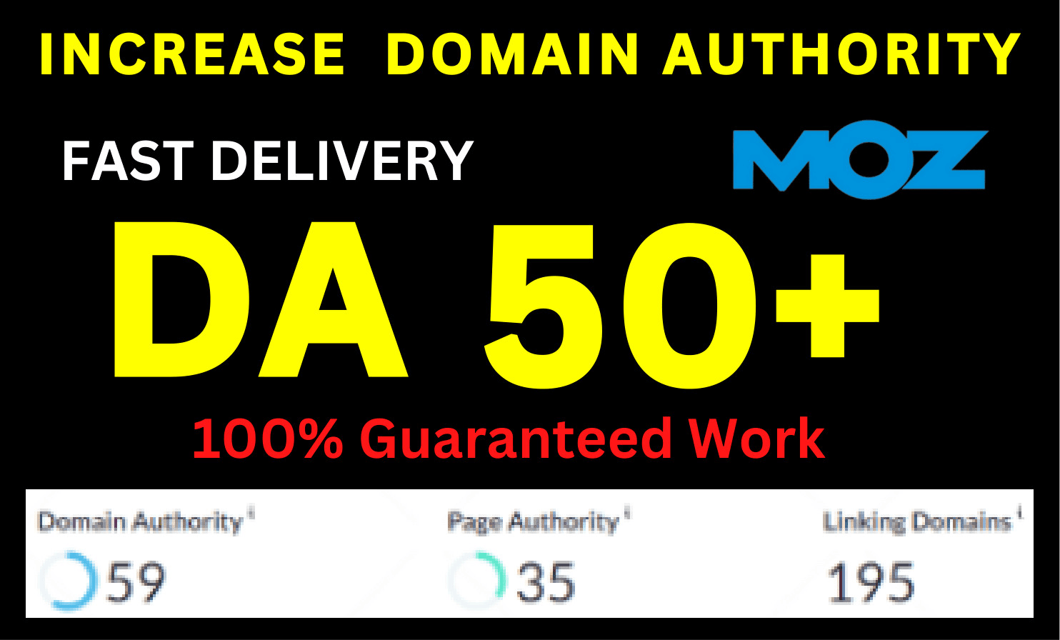 I will increase domain authority moz da 50 plus with quality links