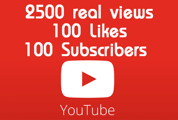 send 2500 real youtube views + 100 Likes + 100 Subscribers + 50 Favor ...