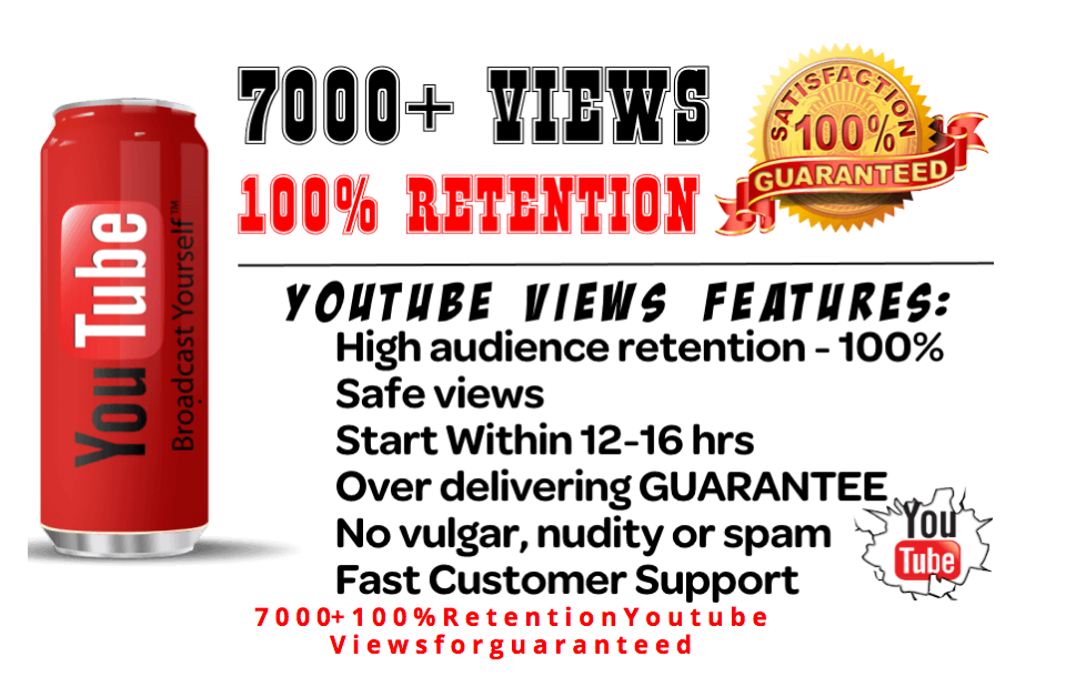 I will add 7000 To 7500 Youtube views