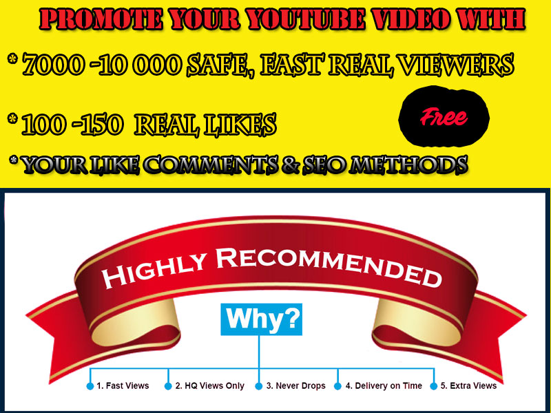 promote Your Video to REAL People 1000-5000 views Likes with Comments