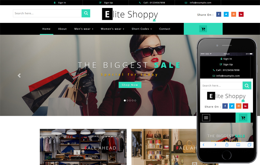 Home Shoppe Online Shopping Cart Mobile Website Template By