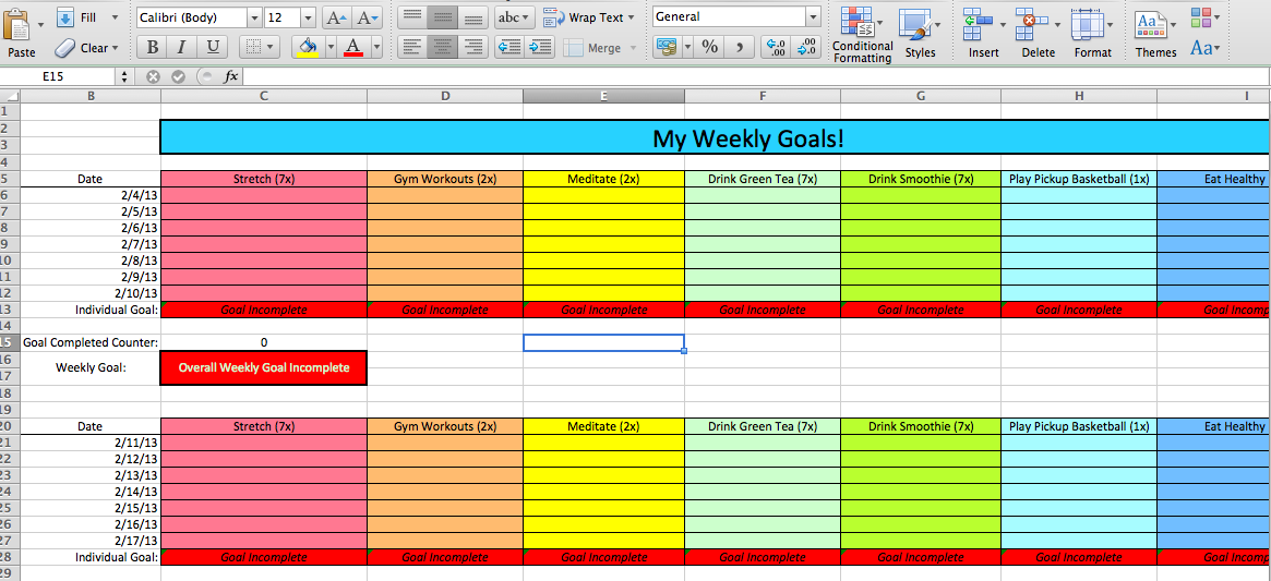 send you a GOALS spreadsheet so you can easily keep track of and manage