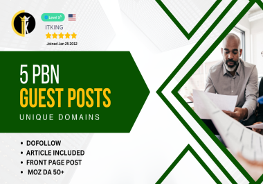 5 PBN guest post links on UNIQUE domains having minimum DA50