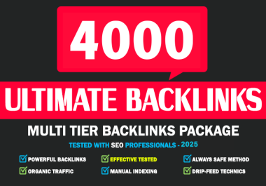 Ultimate Backlinks - 500 Tier 1 Backlinks,  3500 Tier 2 Backlinks manual drip-feed indexing