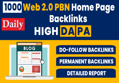 Daily 1000+ PBN WEB 2.0 Backlinks - High DA DR TF