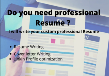 I will write premium quanlity,  top notch resume,  cv within 1 Day