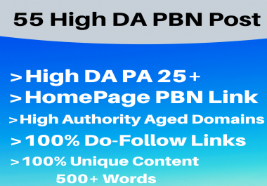 55 High Quality PBN Backlinks with high DA PA Dofollow links