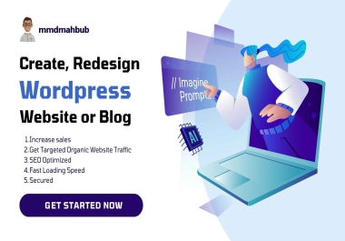 Create,  redesign and customize wordpress website or blog