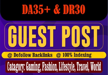 I will Write And Publish a 3 Guest post on. ID Domain,  DA35+ & DR30+ Homepage Backlinks