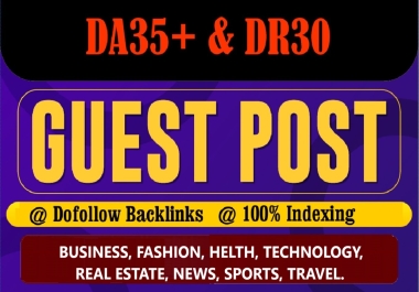 I will Write And Publish a 3 Guest post on. ID Domain, DA35+ & DR30+ Homepage Backlinks