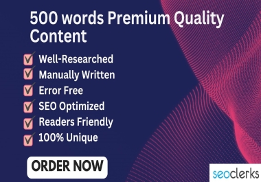 500 words Orignal and Unique Article within 24hrs 