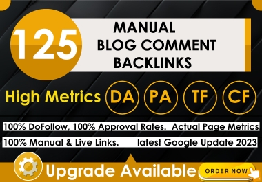 Manually 125 Niche Relevant Blog Comment Dofollow Backlink With High DA,  PA