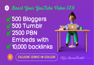 Video SEO Viral Marketing Promotions on 500 Blogger, 500 Tumblr, Millions Embeds