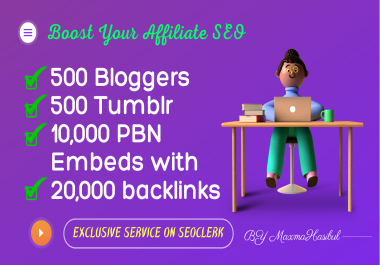 Affiliate SEO Embeds on 500 Blogger, 500 Tumblr, 5 Weebly 10k Embeds with 20,000 Backlinks