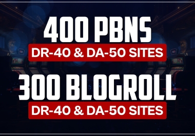 400 PBNs Dr40 & DA50 - 300 Blog Roll DR40 & DA50 Plus Sites With Low Spam Sites 